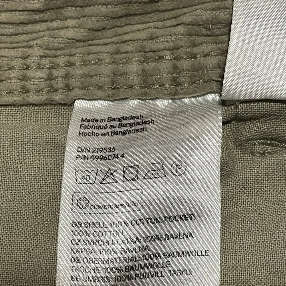 H&M Regular Fit Corduroy Pants Mens 34x26 Olive Khaki Flat Front Stretch Cotton